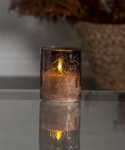 FLAMME LEAF LED-Blockljus 12,5cm Brun