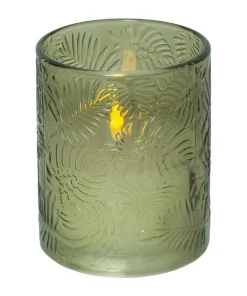 FLAMME LEAF LED-Blockljus 12,5cm Grön