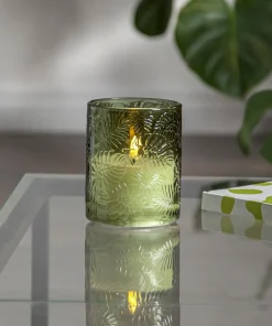 FLAMME LEAF LED-Blockljus 12,5cm Grön