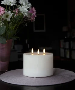 FLAMME LED Blockljus 3L 15cm Vit