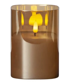 FLAMME LED-Blockljus 12,5cm Amberfärgat Glas