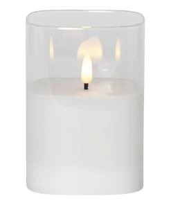 FLAMME LED-Blockljus 12,5cm Klart Glas