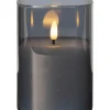 FLAMME LED-Blockljus 12,5cm Rökfärgat Glas