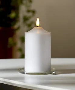 FLAMME LED-Blockljus 15cm Vit Vax