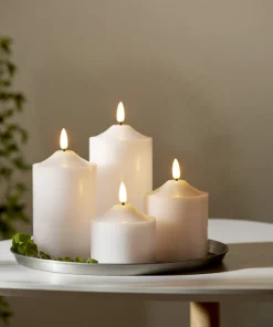 FLAMME LED-Blockljus 15cm Vit Vax