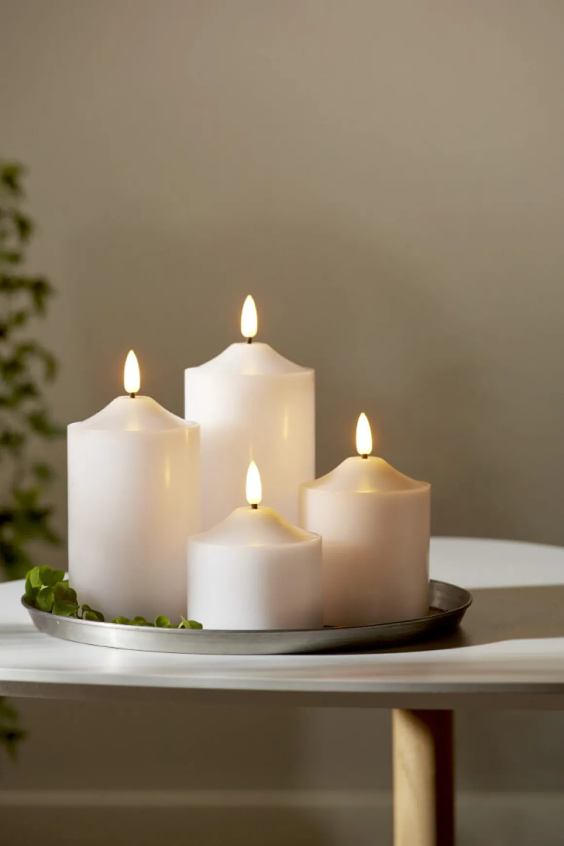 FLAMME LED-Blockljus 15cm Vit Vax