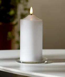 FLAMME LED-Blockljus 17cm Vit Vax