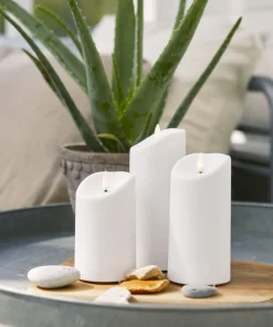 FLAMME LED-Blockljus 18cm Vit
