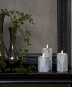 FLAMME MARBLE LED-Blockljus 15cm Grå