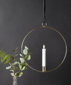 FLAMME RING med Batteridrivet Antikljus 28,5cm Mässing