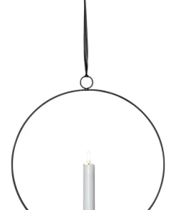 FLAMME RING med Batteridrivet Antikljus 28,5cm Svart