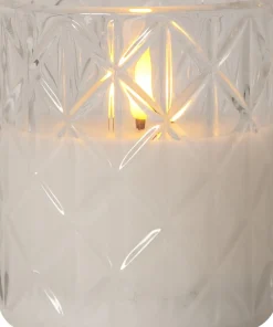 FLAMME ROMB LED-Blockljus Batteri 10cm Klar