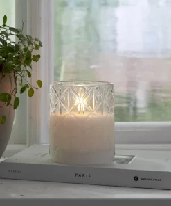 FLAMME ROMB LED-Blockljus Batteri 10cm Klar