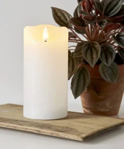 FLAMME RUSTIC LED-Blockljus 15cm Vit