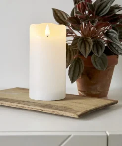 FLAMME RUSTIC LED-Blockljus 15cm Vit