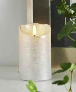 FLAMME RUSTIC LED-Blockljus 12,5cm Silver
