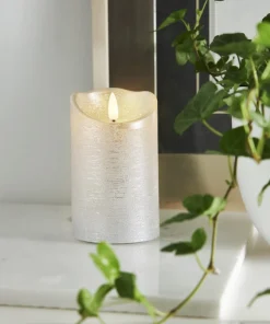 FLAMME RUSTIC LED-Blockljus 12,5cm Silver