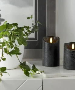 FLAMME RUSTIC LED-Blockljus 10cm Svart