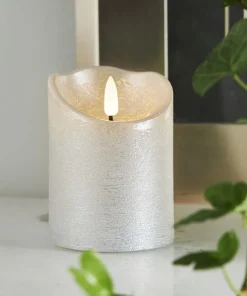 FLAMME RUSTIC LED-Blockljus 10cm Silver