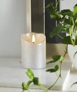 FLAMME RUSTIC LED-Blockljus 10cm Silver