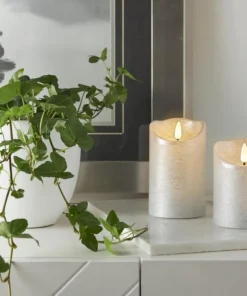 FLAMME RUSTIC LED-Blockljus 10cm Silver