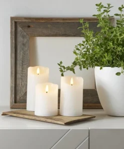 FLAMME RUSTIC LED-Blockljus 12,5cm Vit