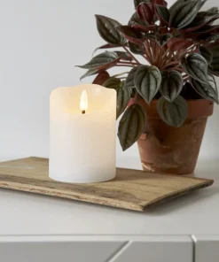 FLAMME RUSTIC LED-Blockljus 10cm Vit