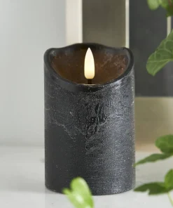 FLAMME RUSTIC LED-Blockljus 12,5cm Svart