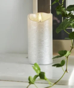 FLAMME RUSTIC LED-Blockljus 15cm Silver