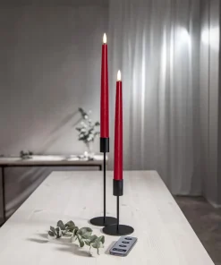 FLAMME SLIM LED-Antikljus 2-pack 28 cm Röd