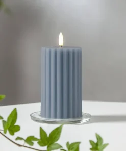 FLAMME STRIPE Blockljus 15cm Blå