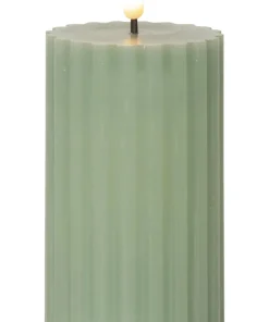 FLAMME STRIPE Blockljus 15cm Grön