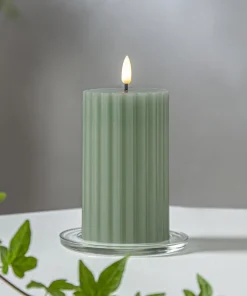 FLAMME STRIPE Blockljus 15cm Grön