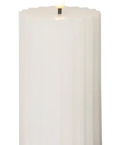 FLAMME STRIPE Blockljus 15cm Vit