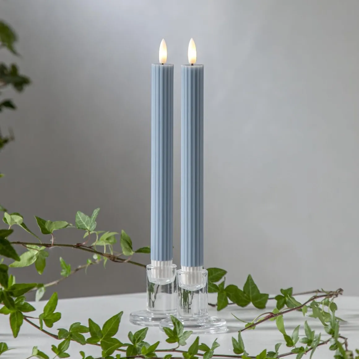 FLAMME STRIPE LED-Antikljus 2-pack 25cm Blå