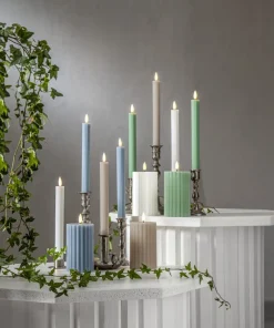 FLAMME STRIPE LED-Antikljus 2-pack 25cm Grön