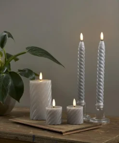 FLAMME SWIRL LED-Antikljus 2-Pack 25cm Grå