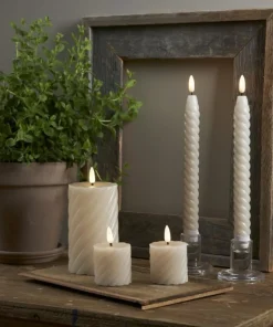 FLAMME SWIRL LED-Blockljus 15cm Beige