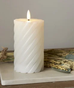 FLAMME SWIRL LED-Blockljus 15cm Vit