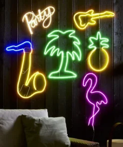 FLATNEON Siluett Flamingo 74cm Rosa