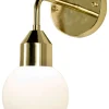 FLORENS Vägglampa Bad 32cm Mässing/Opalvit IP44