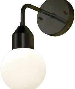 FLORENS Vägglampa Bad 32cm Svart/Opalvit IP44