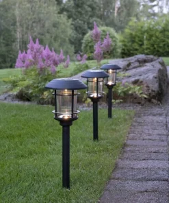 FRIDE Solcells-pollare 3-Pack 34cm Svart