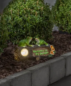 FROGY Welcome Solcellsdekoration 24cm Grön/Natur IP44