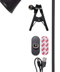 FUNCTIONAL Bord/Vägg/Klämmlampa USB-Laddbar 38cm Svart