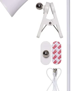 FUNCTIONAL Bord/Vägg/Klämmlampa USB-Laddbar 38cm Vit