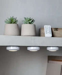 FUNCTIONAL LED-Puck Batteri Fjärrkontroll 3-pack 6,9cm Vit