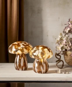 FUNGHI Glasdekoration Batteri 17cm Brun