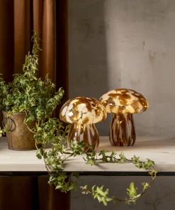 FUNGHI Glasdekoration Batteri 17cm Brun