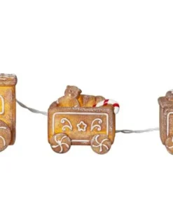 GINGERVILLE Dekorationset Tåg Batteri 30cm Brun
